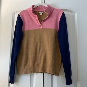 J. Crew button neck, pullover, color block sweater size small